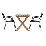 Ghana - Skládací stůl - Natural - Teak - 70*70cm _1+ Křeslo Lindos - Black Alu / Black Lano _2