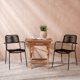Ghana - Skládací stůl - Natural - Teak - 70*70cm _1+ Křeslo Lindos - Black Alu / Black Lano _2