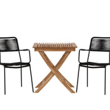 Ghana - Skládací stůl - Natural - Teak - 70*70cm _1+ Křeslo Lindos - Black Alu / Black Lano _2