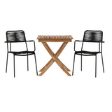 Ghana - Skládací stůl - Natural - Teak - 70*70cm _1+ Křeslo Lindos - Black Alu / Black Lano _2
