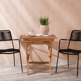 Ghana - Skládací stůl - Natural - Teak - 70*70cm _1+ Křeslo Lindos - Black Alu / Black Lano _2