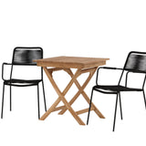 Ghana - Skládací stůl - Natural - Teak - 70*70cm _1+ Křeslo Lindos - Black Alu / Black Lano _2