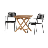 Ghana - Skládací stůl - Natural - Teak - 70*70cm _1+ Křeslo Lindos - Black Alu / Black Lano _2