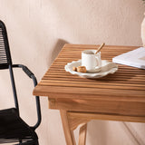 Ghana - Skládací stůl - Natural - Teak - 70*70cm _1+ Křeslo Lindos - Black Alu / Black Lano _2