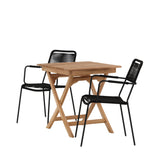 Ghana - Skládací stůl - Natural - Teak - 70*70cm _1+ Křeslo Lindos - Black Alu / Black Lano _2