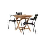 Ghana - Skládací stůl - Natural - Teak - 70*70cm _1+ Křeslo Lindos - Black Alu / Black Lano _2