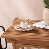 Ghana - Skládací stůl - Natural - Teak - 70*70cm _1+ Křeslo Lindos - Black Alu / Black Lano _2