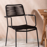 Ghana - Skládací stůl - Natural - Teak - 70*70cm _1+ Křeslo Lindos - Black Alu / Black Lano _2
