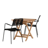 Ghana - Skládací stůl - Natural - Teak - 70*70cm _1+ Křeslo Lindos - Black Alu / Black Lano _2