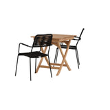 Ghana - Skládací stůl - Natural - Teak - 70*70cm _1+ Křeslo Lindos - Black Alu / Black Lano _2