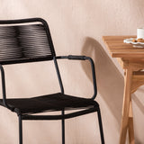 Ghana - Skládací stůl - Natural - Teak - 70*70cm _1+ Křeslo Lindos - Black Alu / Black Lano _2