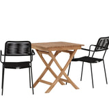 Ghana - Skládací stůl - Natural - Teak - 70*70cm _1+ Křeslo Lindos - Black Alu / Black Lano _2