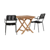 Ghana - Skládací stůl - Natural - Teak - 70*70cm _1+ Křeslo Lindos - Black Alu / Black Lano _2