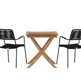 Ghana - Skládací stůl - Natural - Teak - 70*70cm _1+ Křeslo Lindos - Black Alu / Black Lano _2