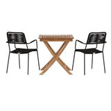 Ghana - Skládací stůl - Natural - Teak - 70*70cm _1+ Křeslo Lindos - Black Alu / Black Lano _2