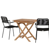 Ghana - Skládací stůl - Natural - Teak - 70*70cm _1+ Křeslo Lindos - Black Alu / Black Lano _2