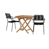 Ghana - Skládací stůl - Natural - Teak - 70*70cm _1+ Křeslo Lindos - Black Alu / Black Lano _2