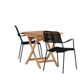 Ghana - Skládací stůl - Natural - Teak - 70*70cm _1+ Křeslo Lindos - Black Alu / Black Lano _2