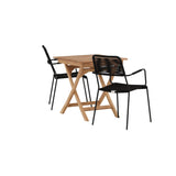 Ghana - Skládací stůl - Natural - Teak - 70*70cm _1+ Křeslo Lindos - Black Alu / Black Lano _2