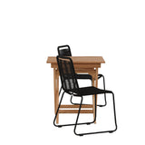 Ghana - Skládací stůl - Přírodní - Teak - 70*70cm _1+ Lindos Stohovací židle - Black Alu / Black Lano _2