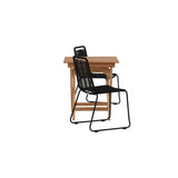 Ghana - Skládací stůl - Přírodní - Teak - 70*70cm _1+ Lindos Stohovací židle - Black Alu / Black Lano _2