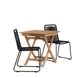 Ghana - Skládací stůl - Přírodní - Teak - 70*70cm _1+ Lindos Stohovací židle - Black Alu / Black Lano _2