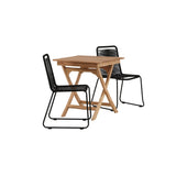 Ghana - Skládací stůl - Přírodní - Teak - 70*70cm _1+ Lindos Stohovací židle - Black Alu / Black Lano _2