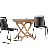 Ghana - Skládací stůl - Přírodní - Teak - 70*70cm _1+ Lindos Stohovací židle - Black Alu / Black Lano _2