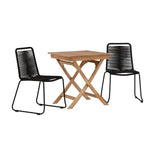 Ghana - Skládací stůl - Přírodní - Teak - 70*70cm _1+ Lindos Stohovací židle - Black Alu / Black Lano _2