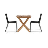 Ghana - Skládací stůl - Přírodní - Teak - 70*70cm _1+ Lindos Stohovací židle - Black Alu / Black Lano _2