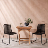 Ghana - Skládací stůl - Přírodní - Teak - 70*70cm _1+ Lindos Stohovací židle - Black Alu / Black Lano _2