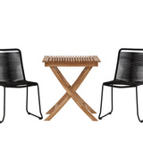 Ghana - Skládací stůl - Přírodní - Teak - 70*70cm _1+ Lindos Stohovací židle - Black Alu / Black Lano _2