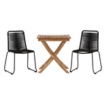Ghana - Skládací stůl - Přírodní - Teak - 70*70cm _1+ Lindos Stohovací židle - Black Alu / Black Lano _2