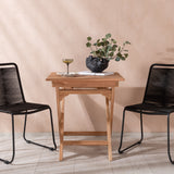 Ghana - Skládací stůl - Přírodní - Teak - 70*70cm _1+ Lindos Stohovací židle - Black Alu / Black Lano _2