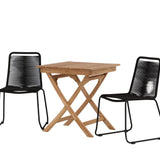 Ghana - Skládací stůl - Přírodní - Teak - 70*70cm _1+ Lindos Stohovací židle - Black Alu / Black Lano _2