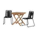 Ghana - Skládací stůl - Přírodní - Teak - 70*70cm _1+ Lindos Stohovací židle - Black Alu / Black Lano _2