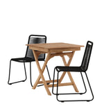 Ghana - Skládací stůl - Přírodní - Teak - 70*70cm _1+ Lindos Stohovací židle - Black Alu / Black Lano _2