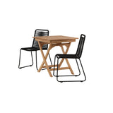 Ghana - Skládací stůl - Přírodní - Teak - 70*70cm _1+ Lindos Stohovací židle - Black Alu / Black Lano _2