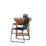 Ghana - Skládací stůl - Přírodní - Teak - 70*70cm _1+ Lindos Stohovací židle - Black Alu / Black Lano _2