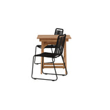 Ghana - Skládací stůl - Přírodní - Teak - 70*70cm _1+ Lindos Stohovací židle - Black Alu / Black Lano _2
