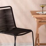Ghana - Skládací stůl - Přírodní - Teak - 70*70cm _1+ Lindos Stohovací židle - Black Alu / Black Lano _2