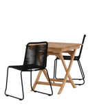 Ghana - Skládací stůl - Přírodní - Teak - 70*70cm _1+ Lindos Stohovací židle - Black Alu / Black Lano _2