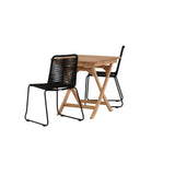 Ghana - Skládací stůl - Přírodní - Teak - 70*70cm _1+ Lindos Stohovací židle - Black Alu / Black Lano _2