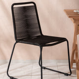 Ghana - Skládací stůl - Přírodní - Teak - 70*70cm _1+ Lindos Stohovací židle - Black Alu / Black Lano _2
