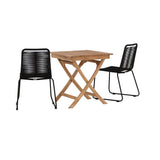 Ghana - Skládací stůl - Přírodní - Teak - 70*70cm _1+ Lindos Stohovací židle - Black Alu / Black Lano _2