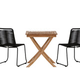 Ghana - Skládací stůl - Přírodní - Teak - 70*70cm _1+ Lindos Stohovací židle - Black Alu / Black Lano _2