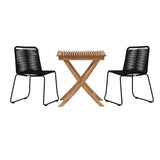 Ghana - Skládací stůl - Přírodní - Teak - 70*70cm _1+ Lindos Stohovací židle - Black Alu / Black Lano _2