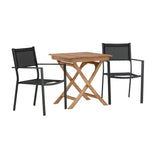 Ghana – Skládací stůl – Přírodní – Teak – 70*70 cm _1+ Stohovací židle Copacabana – Černá/Černá _2