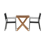 Ghana – Skládací stůl – Přírodní – Teak – 70*70 cm _1+ Stohovací židle Copacabana – Černá/Černá _2