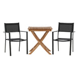 Ghana – Skládací stůl – Přírodní – Teak – 70*70 cm _1+ Stohovací židle Copacabana – Černá/Černá _2